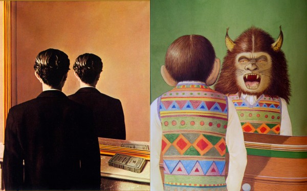 Izquierda. René Magritte, Not to be Reproduced, 1937. Derecha. Anthony Browne, Willy el soñador, 1997.